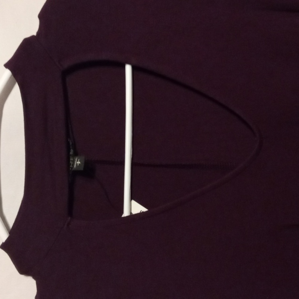 NWT Express Plum Choker V-Neck Long Sleeve Mini Swing Dress S - Picture 7 of 7